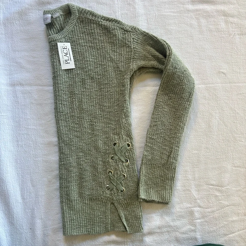 The Children's Place Green Sweater with Lace-Up Sides